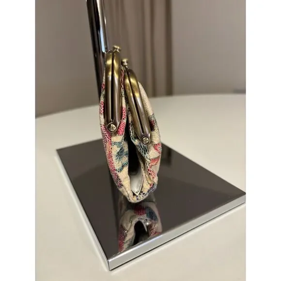 Hobo Lauren Double Kiss Lock Wallet Clutch Floral Stitch - Picture 3 of 9